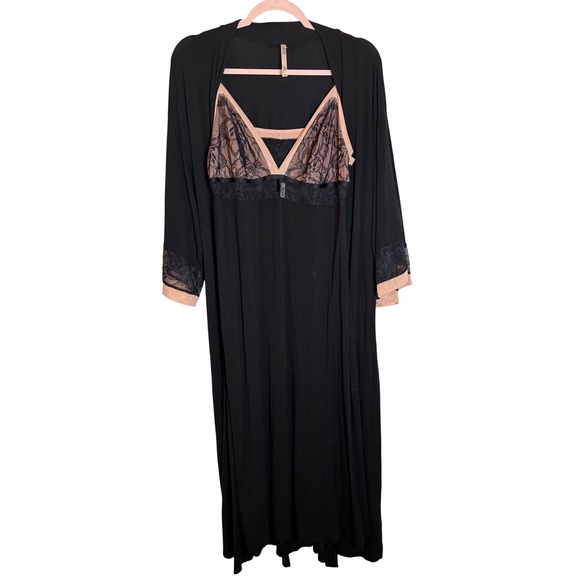 Soma Other - Soma Cool Nights Nightgown and Robe Set Black Pink Lace Trim Medium 2 Piece Set